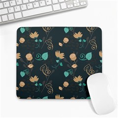 Flowers Leaves Pattern Seamless Large Mousepad by Ravend