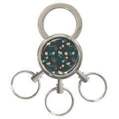 Flowers Leaves Pattern Seamless 3-ring Key Chain by Ravend