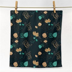 Flowers Leaves Pattern Seamless Face Towel by Ravend