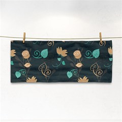 Flowers Leaves Pattern Seamless Hand Towel by Ravend