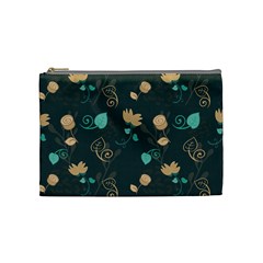 Flowers Leaves Pattern Seamless Cosmetic Bag (medium) by Ravend