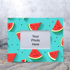 Watermelon Fruit Slice White Tabletop Photo Frame 4 x6  by Ravend