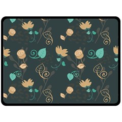 Flowers Leaves Pattern Seamless Fleece Blanket (large) by Ravend