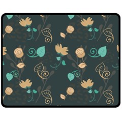 Flowers Leaves Pattern Seamless Fleece Blanket (medium) by Ravend