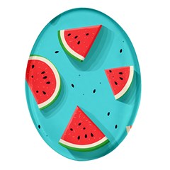 Watermelon Fruit Slice Oval Glass Fridge Magnet (4 Pack)