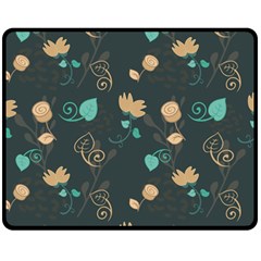 Flowers Leaves Pattern Seamless Two Sides Fleece Blanket (medium) by Ravend