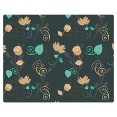 Flowers Leaves Pattern Seamless Two Sides Premium Plush Fleece Blanket (medium) by Ravend