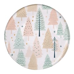 Trees Christmas Round Glass Fridge Magnet (4 pack)