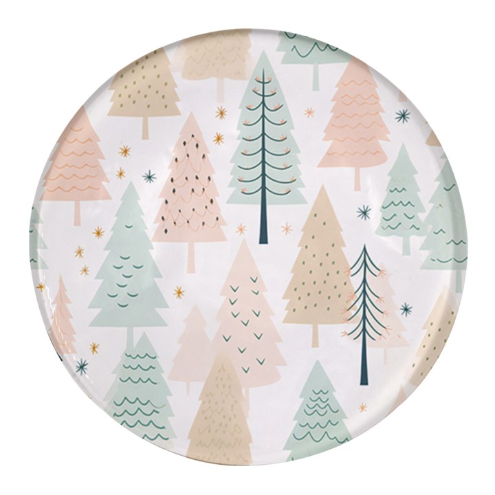 Trees Christmas Round Glass Fridge Magnet (4 pack)