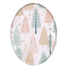 Trees Christmas Oval Glass Fridge Magnet (4 pack)