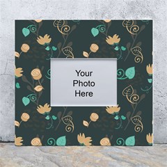 Flowers Leaves Pattern Seamless White Wall Photo Frame 5  X 7  by Ravend