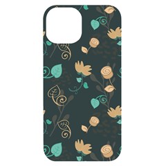 Flowers Leaves Pattern Seamless Iphone 14 Black Uv Print Case by Ravend