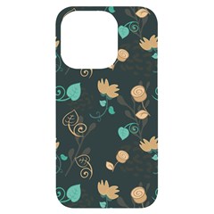 Flowers Leaves Pattern Seamless Iphone 14 Pro Black Uv Print Case by Ravend