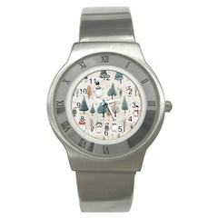 Snowman Snow Christmas Stainless Steel Watch by Ravend