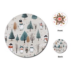 Snowman Snow Christmas Playing Cards Single Design (round) by Ravend