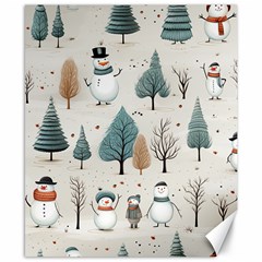 Snowman Snow Christmas Canvas 8  X 10  by Ravend