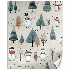 Snowman Snow Christmas Canvas 11  X 14  by Ravend