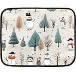 Snowman Snow Christmas Fleece Blanket (Mini) 35 x27  Blanket