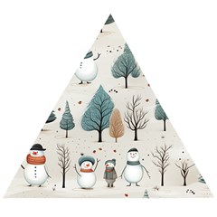 Snowman Snow Christmas Wooden Puzzle Triangle by Ravend