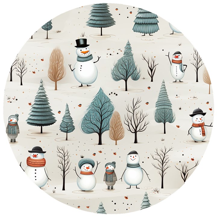 Snowman Snow Christmas Wooden Puzzle Round