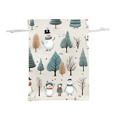 Snowman Snow Christmas Lightweight Drawstring Pouch (m) by Ravend