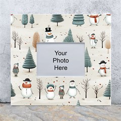 Snowman Snow Christmas White Wall Photo Frame 5  X 7  by Ravend