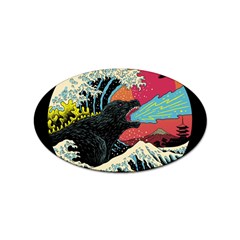 Retro Wave Kaiju Godzilla Japanese Pop Art Style Sticker Oval (10 Pack) by Modalart