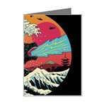 Retro Wave Kaiju Godzilla Japanese Pop Art Style Mini Greeting Card Left