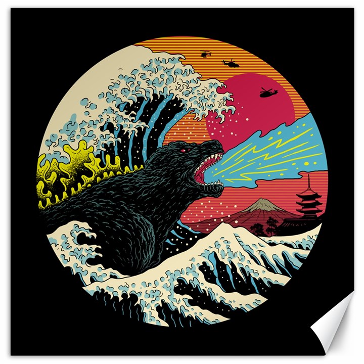 Retro Wave Kaiju Godzilla Japanese Pop Art Style Canvas 20  x 20 