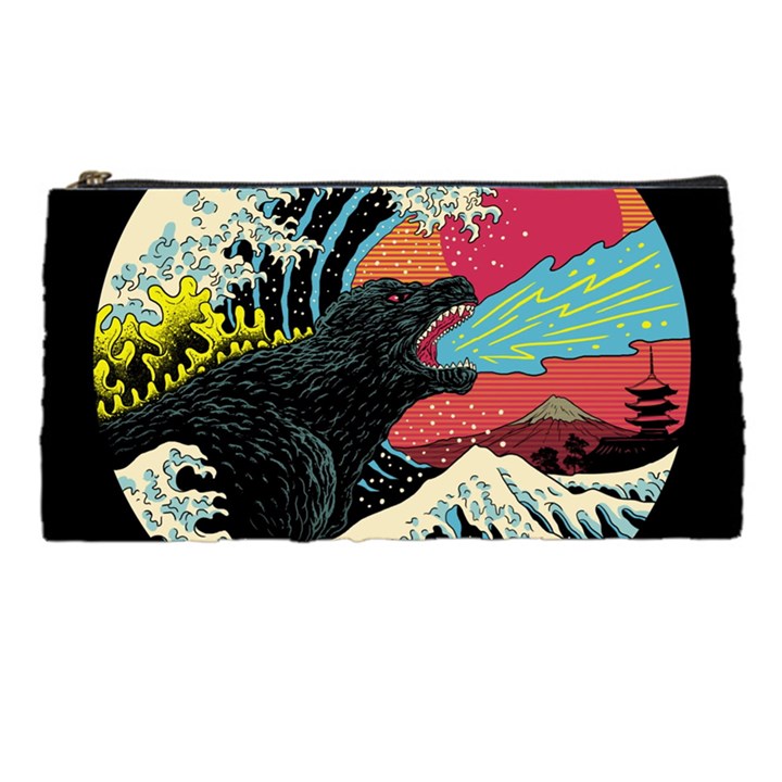 Retro Wave Kaiju Godzilla Japanese Pop Art Style Pencil Case