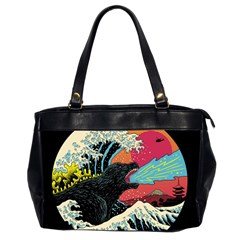 Retro Wave Kaiju Godzilla Japanese Pop Art Style Oversize Office Handbag (2 Sides) by Modalart