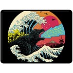 Retro Wave Kaiju Godzilla Japanese Pop Art Style Fleece Blanket (Large) 80 x60  Blanket Front