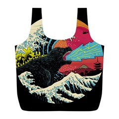 Retro Wave Kaiju Godzilla Japanese Pop Art Style Full Print Recycle Bag (l) by Modalart