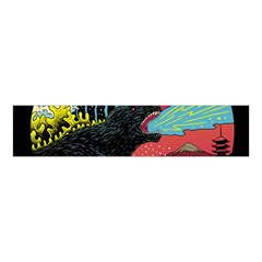 Retro Wave Kaiju Godzilla Japanese Pop Art Style Velvet Scrunchie by Modalart