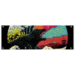 Retro Wave Kaiju Godzilla Japanese Pop Art Style Banner And Sign 9  X 3  by Modalart