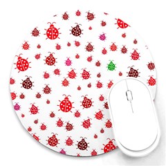 Beetle Animals Red Green Fly Round Mousepad by Amaryn4rt