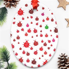 Beetle Animals Red Green Fly Ornament (oval)