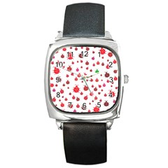 Beetle Animals Red Green Fly Square Metal Watch by Amaryn4rt