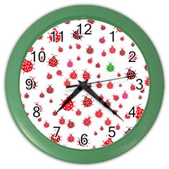 Beetle Animals Red Green Fly Color Wall Clock by Amaryn4rt