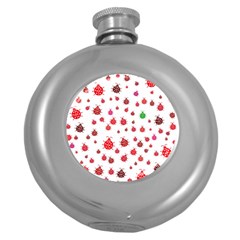 Beetle Animals Red Green Fly Round Hip Flask (5 Oz) by Amaryn4rt