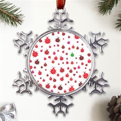 Beetle Animals Red Green Fly Metal Large Snowflake Ornament by Amaryn4rt