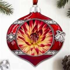 Bloom Blossom Close Up Flora Metal Snowflake And Bell Red Ornament by Amaryn4rt