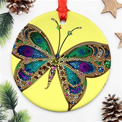 Butterfly Mosaic Yellow Colorful Ornament (round) by Amaryn4rt