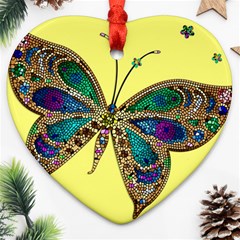 Butterfly Mosaic Yellow Colorful Ornament (heart) by Amaryn4rt