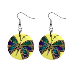 Butterfly Mosaic Yellow Colorful Mini Button Earrings by Amaryn4rt