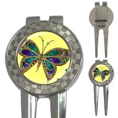 Butterfly Mosaic Yellow Colorful 3-in-1 Golf Divots by Amaryn4rt