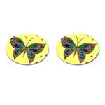 Butterfly Mosaic Yellow Colorful Cufflinks (Oval) Front(Pair)