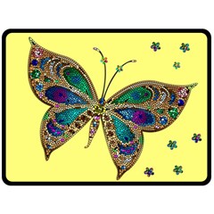 Butterfly Mosaic Yellow Colorful Fleece Blanket (large) by Amaryn4rt