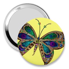 Butterfly Mosaic Yellow Colorful 3  Handbag Mirrors by Amaryn4rt