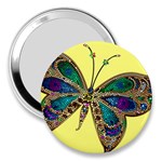 Butterfly Mosaic Yellow Colorful 3  Handbag Mirrors Front